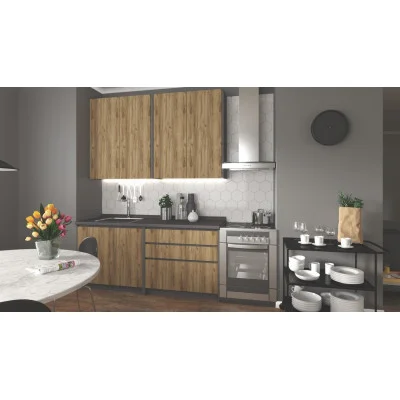 IDEA 180 KITCHEN SET BODY: ANTHRACITE, FRONTS: CRAFT OAK